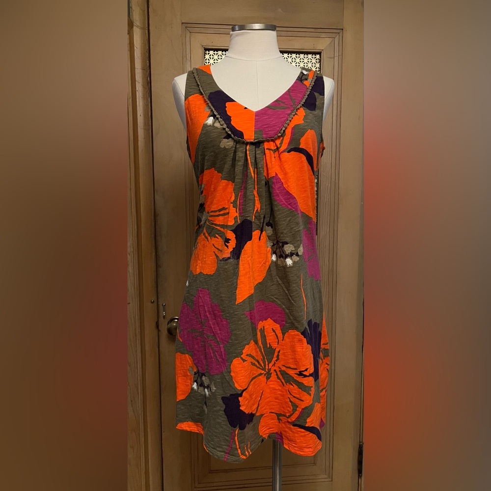 Boden Orange and Purple Floral Midi Dress